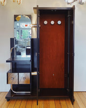 Load image into Gallery viewer, VINTAGE / Chocolate & Chrome Illuminated Foyer Station with Mirror + Coat Rack