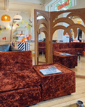 Load image into Gallery viewer, FANTASY #407/ 1970’s Crushed Velvet Rust Modular Sofa