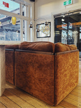 Load image into Gallery viewer, VINTAGE MODULAR / 1970s Cognac Terry/Velour sofa