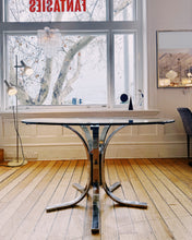 Load image into Gallery viewer, SPACE AGE / Italian Chrome Dining Table w/Glass Top