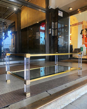 Load image into Gallery viewer, PIERRE VANDEL PARIS / Lucite + Brass Two Tier Coffee Table