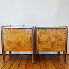 Load image into Gallery viewer, VINTAGE / Burl Wood Veneer Bedside Tables