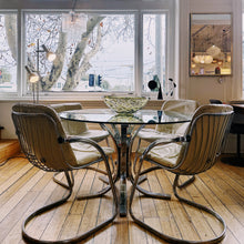 Load image into Gallery viewer, SPACE AGE / Italian Chrome Dining Table w/Glass Top