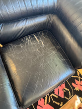 Load image into Gallery viewer, VANDEROZA / 1970’s Modular Sofa in Black Leather + Aubergine Velvet