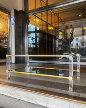 Load image into Gallery viewer, PIERRE VANDEL PARIS / Lucite + Brass Two Tier Coffee Table