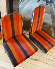 Load image into Gallery viewer, RICHMAN / 1970s Chrome Cherry + Burnt Orange Striped Dining Chairs