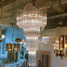 Load image into Gallery viewer, VENINI / Vintage Quadriedri 4 Tier Glass Chandelier
