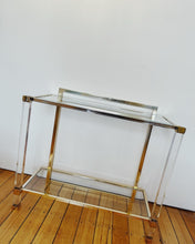 Load image into Gallery viewer, PIERRE VANDEL PARIS / 1970s Lucite & Gold Gilt Console Table