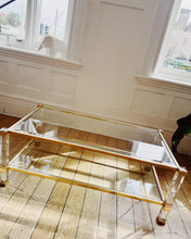Load image into Gallery viewer, PIERRE VANDEL PARIS / Lucite + Brass Two Tier Coffee Table