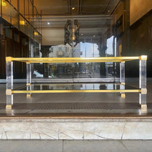 Load image into Gallery viewer, PIERRE VANDEL PARIS / Lucite + Brass Two Tier Coffee Table