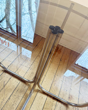 Load image into Gallery viewer, VINTAGE / Chrome + Smokey Bronze Glass Dining Table