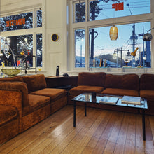 Load image into Gallery viewer, VINTAGE MODULAR / 1970s Cognac Terry/Velour sofa
