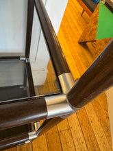 Load image into Gallery viewer, CARAVELLE / Cubed Shelving Wood w/Silver Corners + Smoky Grey Glass