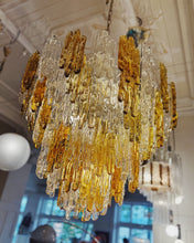 Load image into Gallery viewer, JT KALMAR / 1960s XL Amber & Clear Icicle Prism Chandelier