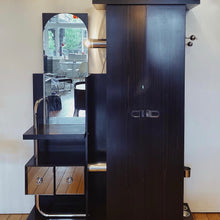 Load image into Gallery viewer, VINTAGE / Chocolate & Chrome Illuminated Foyer Station with Mirror + Coat Rack