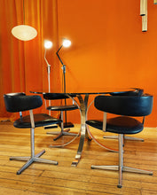 Load image into Gallery viewer, VINTAGE / 1970s Smoky Glass + Chrome Base Dining Table