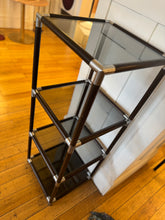 Load image into Gallery viewer, CARAVELLE / Cubed Shelving Wood w/Silver Corners + Smoky Grey Glass