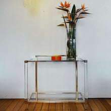 Load image into Gallery viewer, PIERRE VANDEL PARIS / 1970s Lucite & Gold Gilt Console Table