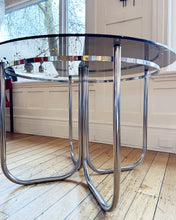 Load image into Gallery viewer, VINTAGE / Chrome + Smokey Bronze Glass Dining Table