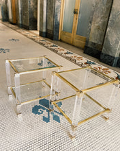 Load image into Gallery viewer, PIERRE VANDEL PARIS / Lucite + Brass Two Tier Side Tables