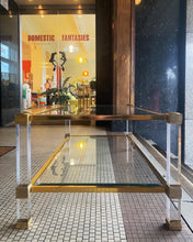 Load image into Gallery viewer, PIERRE VANDEL PARIS / Lucite + Brass Two Tier Coffee Table