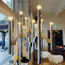 Load image into Gallery viewer, GAETANO SCIOLARI / 1970's Scultura Chrome Chandelier