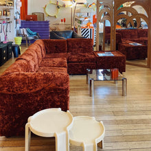 Load image into Gallery viewer, FANTASY #407/ 1970’s Crushed Velvet Rust Modular Sofa