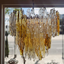 Load image into Gallery viewer, JT KALMAR / 1960s Amber & Clear Icicle Prism Chandelier