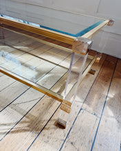Load image into Gallery viewer, PIERRE VANDEL PARIS / Lucite + Brass Two Tier Coffee Table