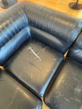 Load image into Gallery viewer, VANDEROZA / 1970’s Modular Sofa in Black Leather + Aubergine Velvet