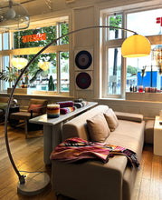 Load image into Gallery viewer, VINTAGE / 1960s Italian Chrome + Marble Arc Floor Lamp