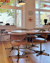 Load image into Gallery viewer, KM TUBULAR INDUSTRIES / 1970s Chrome & Blush Swivel Chairs - Set of 4