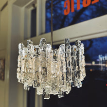 Load image into Gallery viewer, J. T. KALMAR / 1960s Ice Glass Chandelier