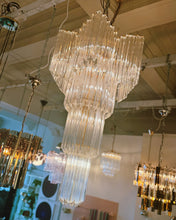 Load image into Gallery viewer, VENINI / Vintage Quadriedri 4 Tier Glass Chandelier