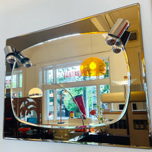 Load image into Gallery viewer, FONTANA ARTE / 1970s Bronze + Chrome Mirror w/ Chrome Cap Lights