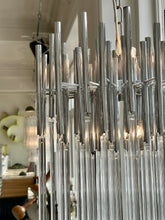 Load image into Gallery viewer, GAETANO SCIOLARI / Chrome + Glass Cascade Pendant Lamp