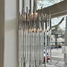 Load image into Gallery viewer, GAETANO SCIOLARI / Chrome + Glass Cascade Pendant Lamp