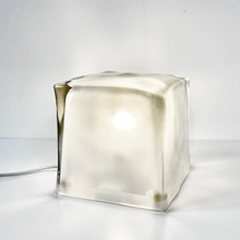 Load image into Gallery viewer, VINTAGE IKEA / 90's Iviken Ice Cube Frosted Glass Table Lamp