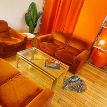 Load image into Gallery viewer, FANTASY #318 / 1970s Three Piece Burnt Orange Sofa Setting