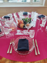 Load image into Gallery viewer, POST MODERN / Round Magenta Pink Glass Dining Table