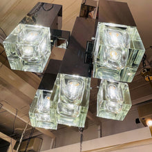 Load image into Gallery viewer, GAETANO SCIOLARI / 1970's Italian Cubic 5 Column Chrome Pendants