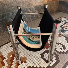 Load image into Gallery viewer, VINTAGE / Baughman Style Sling Magazine Rack in Chrome