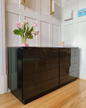 Load image into Gallery viewer, VINTAGE / Italian High Gloss Black Lacquered Sideboard + Drawers