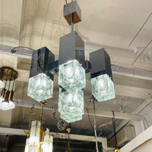 Load image into Gallery viewer, GAETANO SCIOLARI / 1970's Italian Cubic 5 Column Chrome Pendants