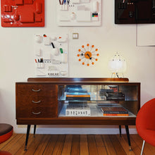 Load image into Gallery viewer, VINTAGE / 1960s Mid Century Wood + Glass Sideboard + Drawers