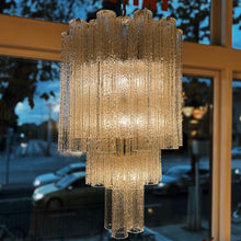 Load image into Gallery viewer, TRONCHI / Toni Zuccheri for Venini Three Tier Glass Chandelier