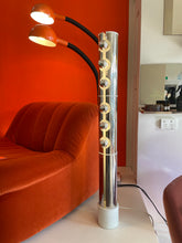 Load image into Gallery viewer, LUCI / 1970's Chrome + Stone Pillar Floor Lamp