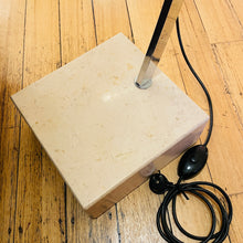 Load image into Gallery viewer, VINTAGE / 1960s Italian Chrome + Travertine Stone Arc Floor Lamp