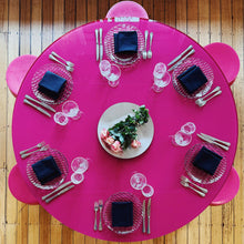 Load image into Gallery viewer, POST MODERN / Round Magenta Pink Glass Dining Table