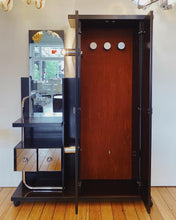 Load image into Gallery viewer, VINTAGE / Chocolate &amp; Chrome Illuminated Foyer Station with Mirror + Coat Rack
